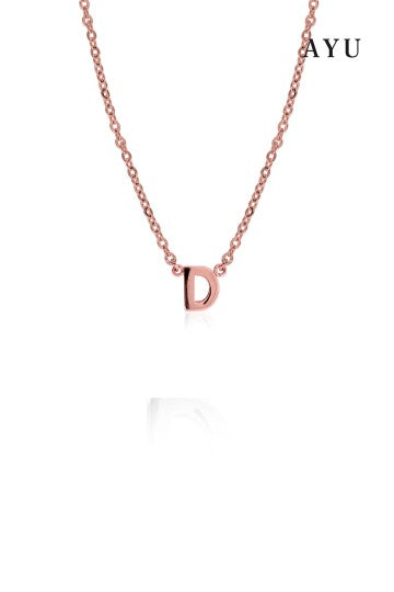 AYU GOLD INITIAL CHAIN NECKLACE 17K ROSE GOLD