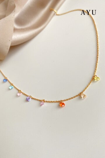 AYU Pastel Rainbow Candy Pop Chain Necklace 16k Yellow Gold