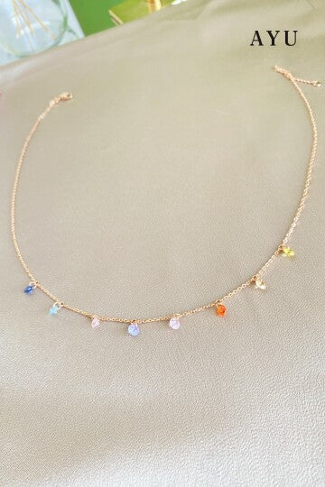 AYU Pastel Rainbow Candy Pop Chain Necklace 17k Rose Gold