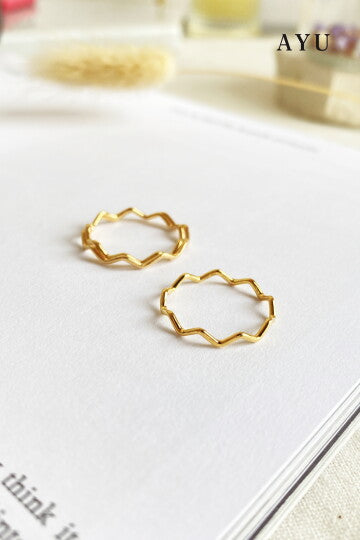 AYU Cincin Emas - Gold Wave Stack 16k Yellow Gold