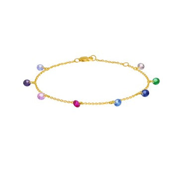 AYU 8 Candy Pop Chain Anklet Rainbow 16k Yellow Gold