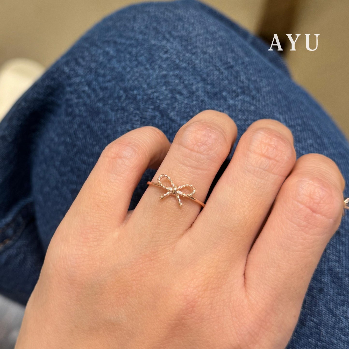 AYU Cincin Emas - Twist Ribbon Ring 17K Rose Gold