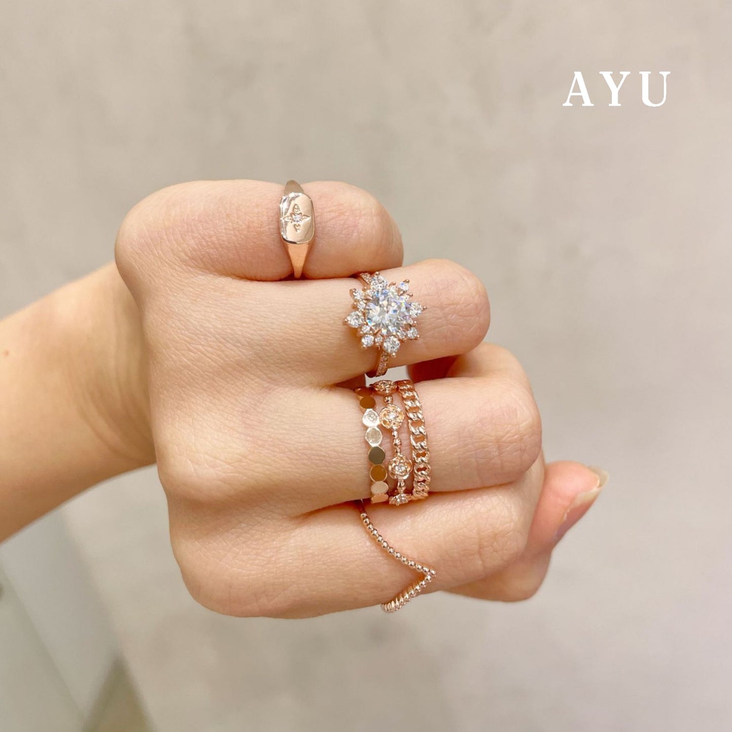 AYU Golden Flower Eternity Stack 17k Rose Gold