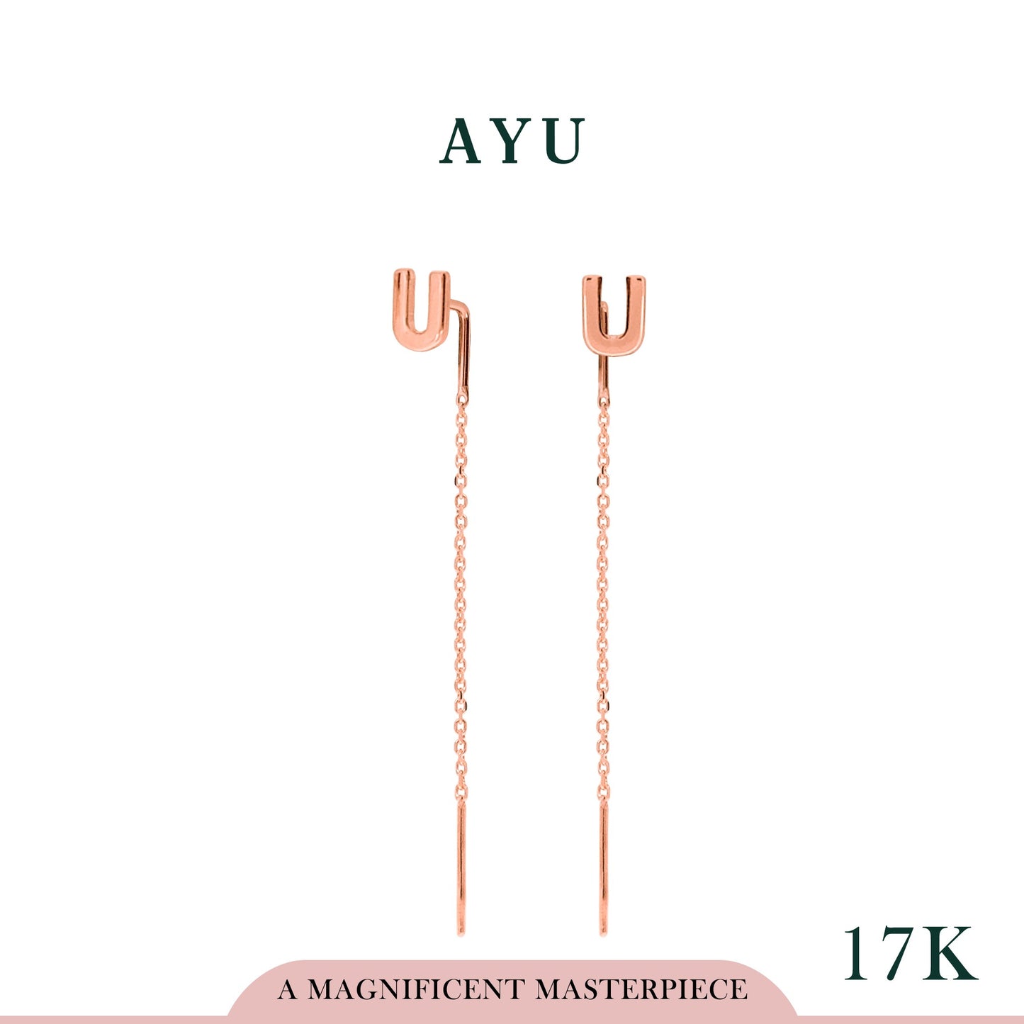 AYU Anting Emas - Initial Thread Earrings 17k Rose Gold