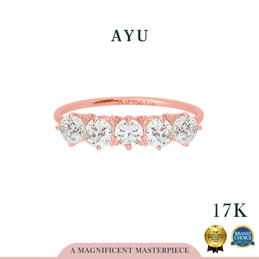 AYU 5 Claw Stones With Thin Ring 17k Rose Gold