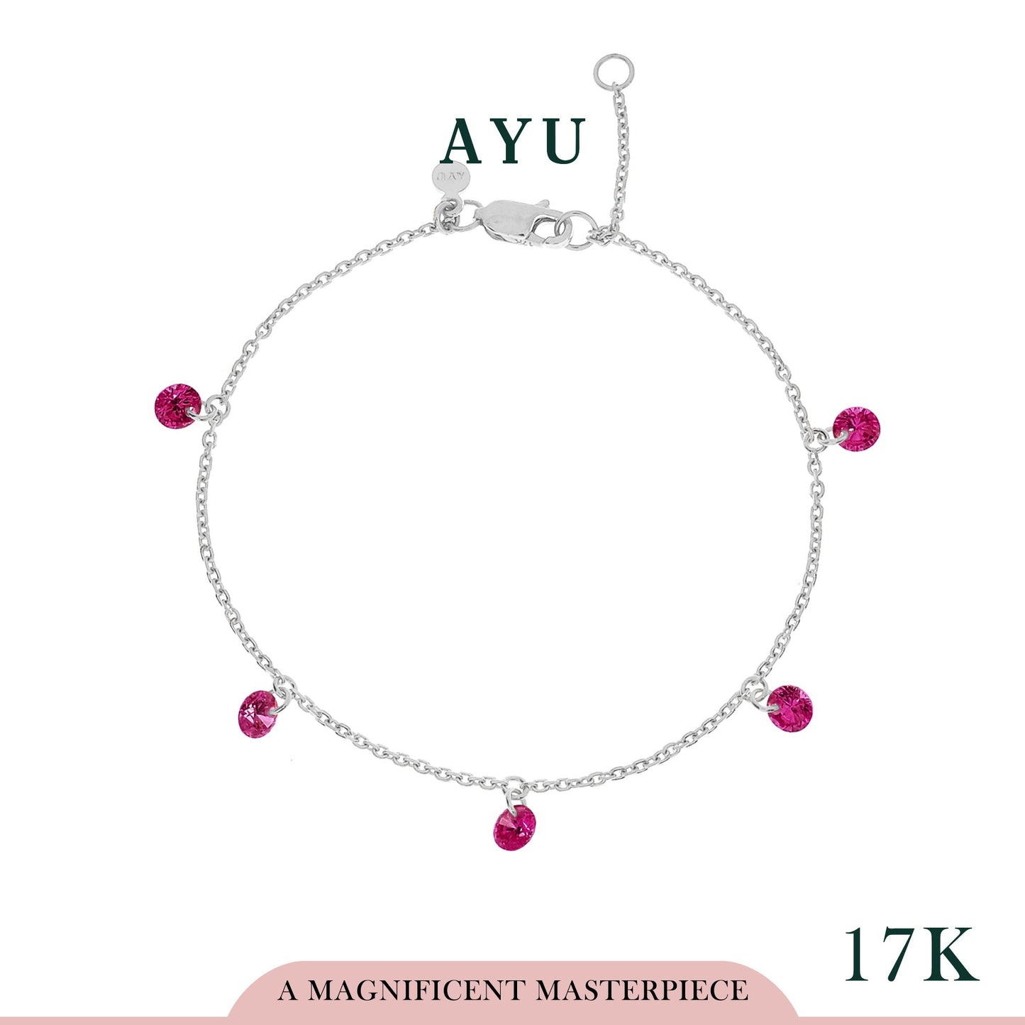 AYU 5 Candy Pop Chain Bracelet 17K White Gold