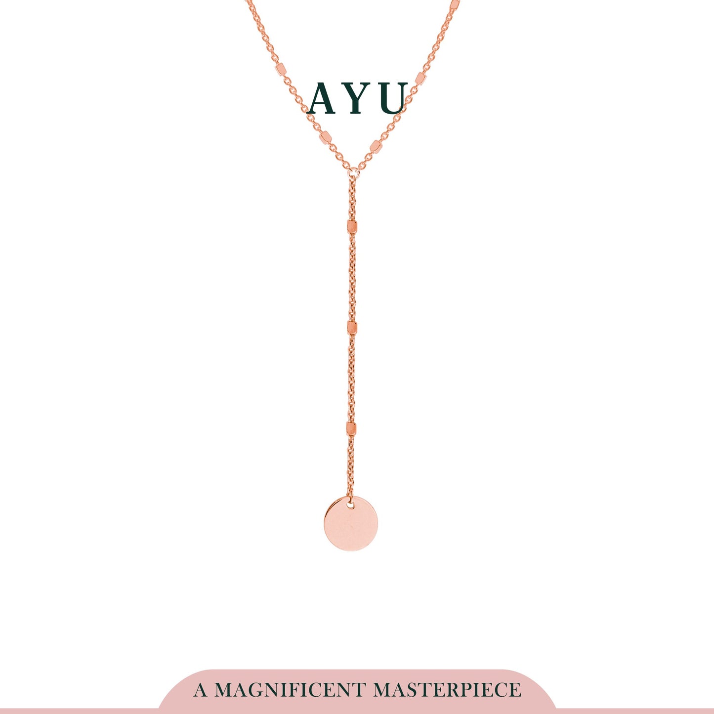 AYU Mini Coin Lariat Necklace 17k Rose Gold