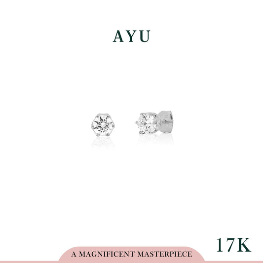 AYU Antng Emas Tindik - 6 Prong Studs 17K White Gold