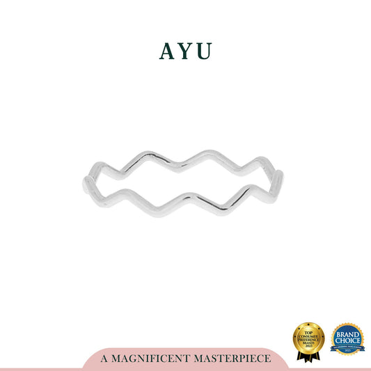 AYU Cincin Emas - Gold Wave Stack 17K White Gold