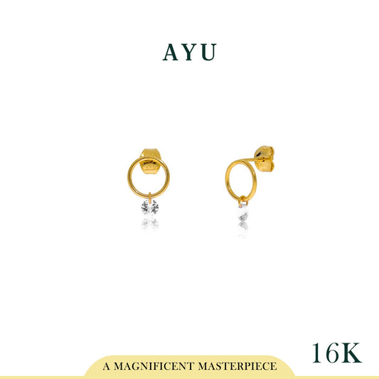 AYU CANDY POP ON CIRCLE STUDS 16K YELLOW GOLD