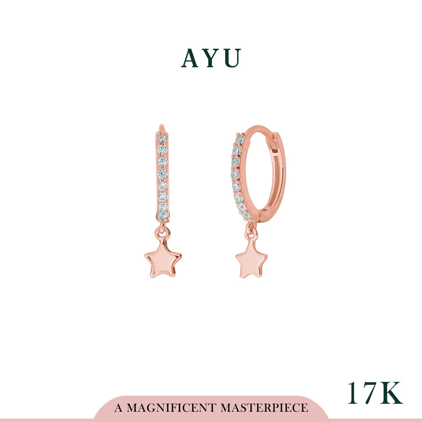 AYU STARRY NIGHT PAVE DOUGHNUT EARRINGS 17K ROSE GOLD