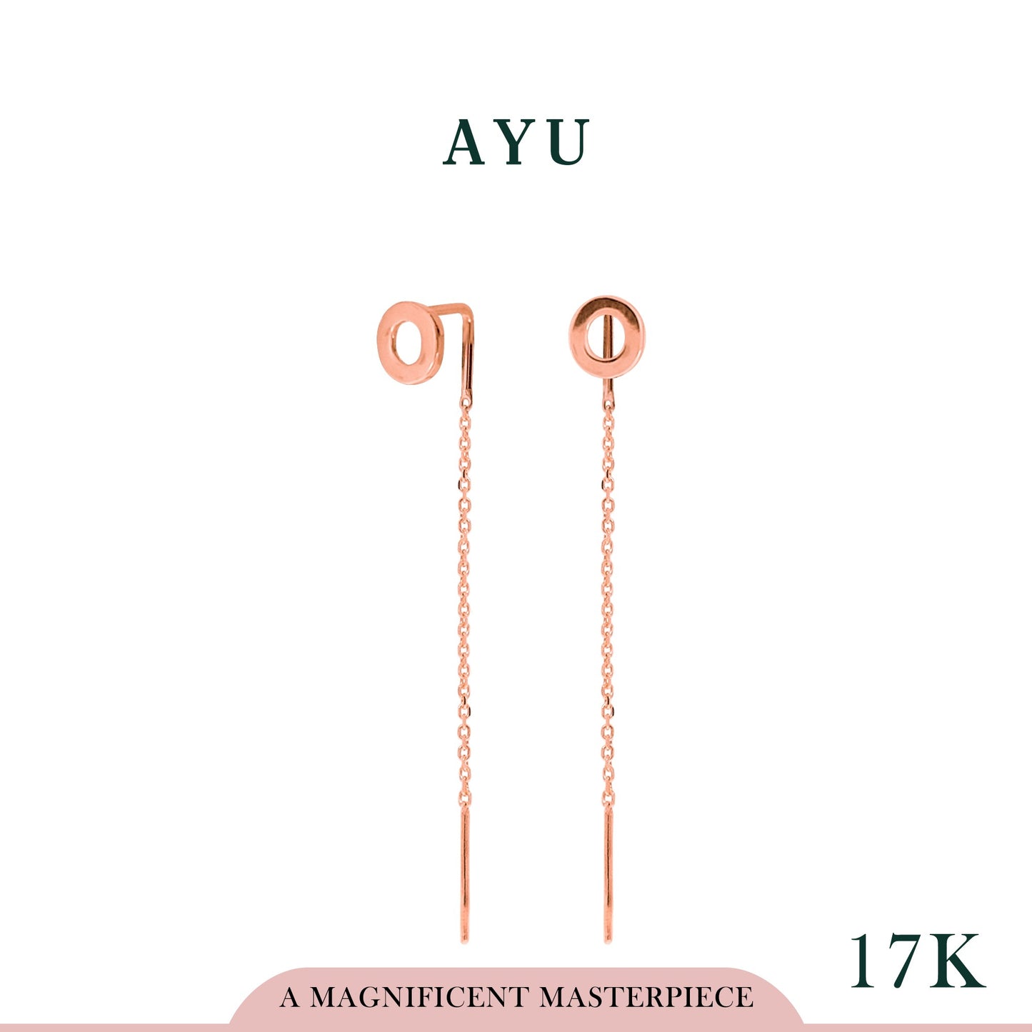 AYU Anting Emas - Initial Thread Earrings 17k Rose Gold