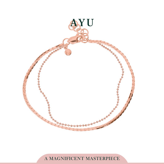 AYU Double Layer Box Chain And Mini Pepper Beads Chain Bracelet 17k