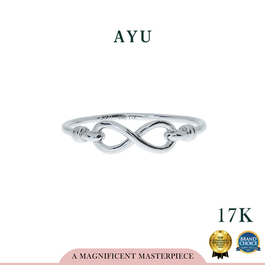 AYU Cincin Emas - Gold Infinity Knot Ring 17k White Gold