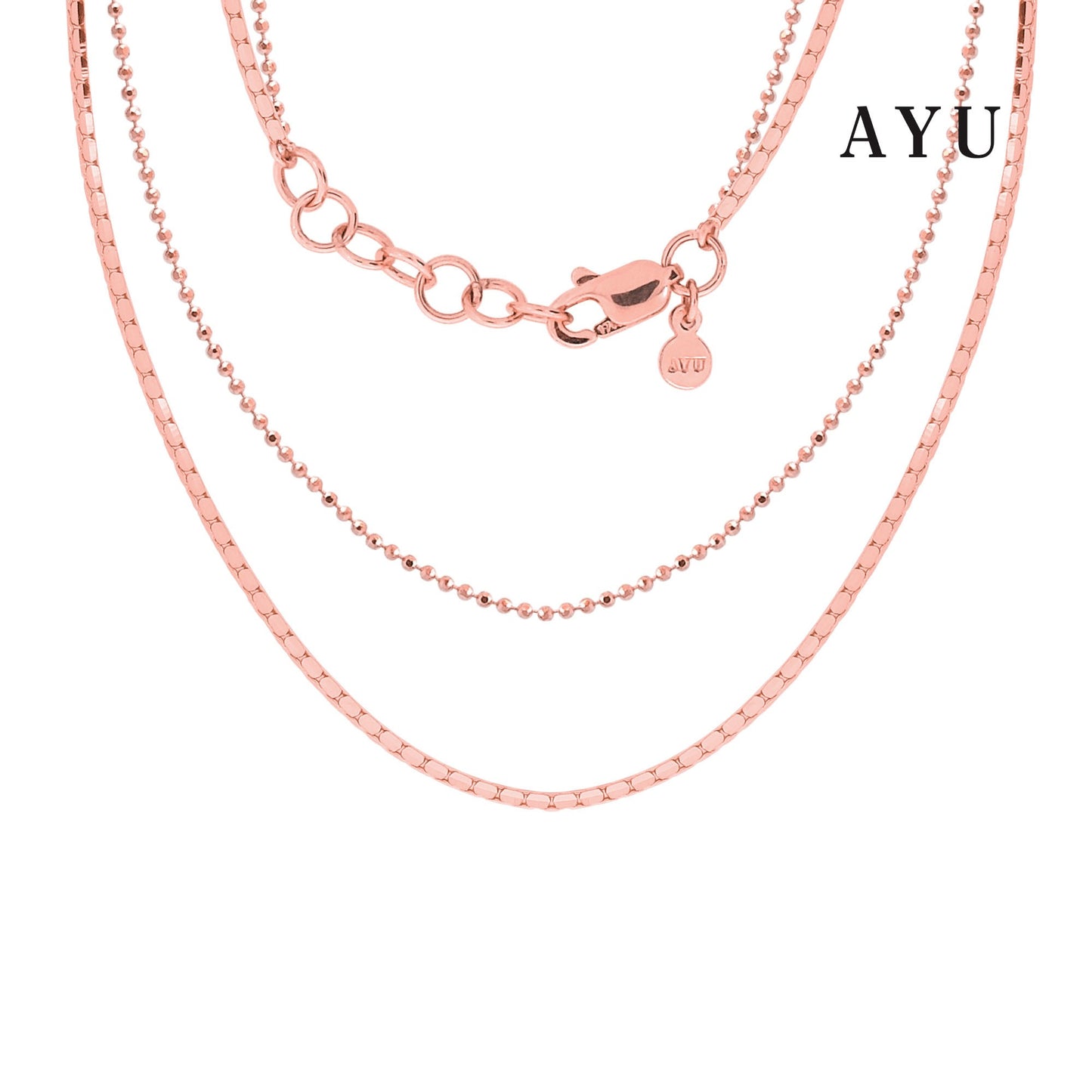 AYU Double Layer Box Chain And Mini Pepper Beads Chain Necklace 17k