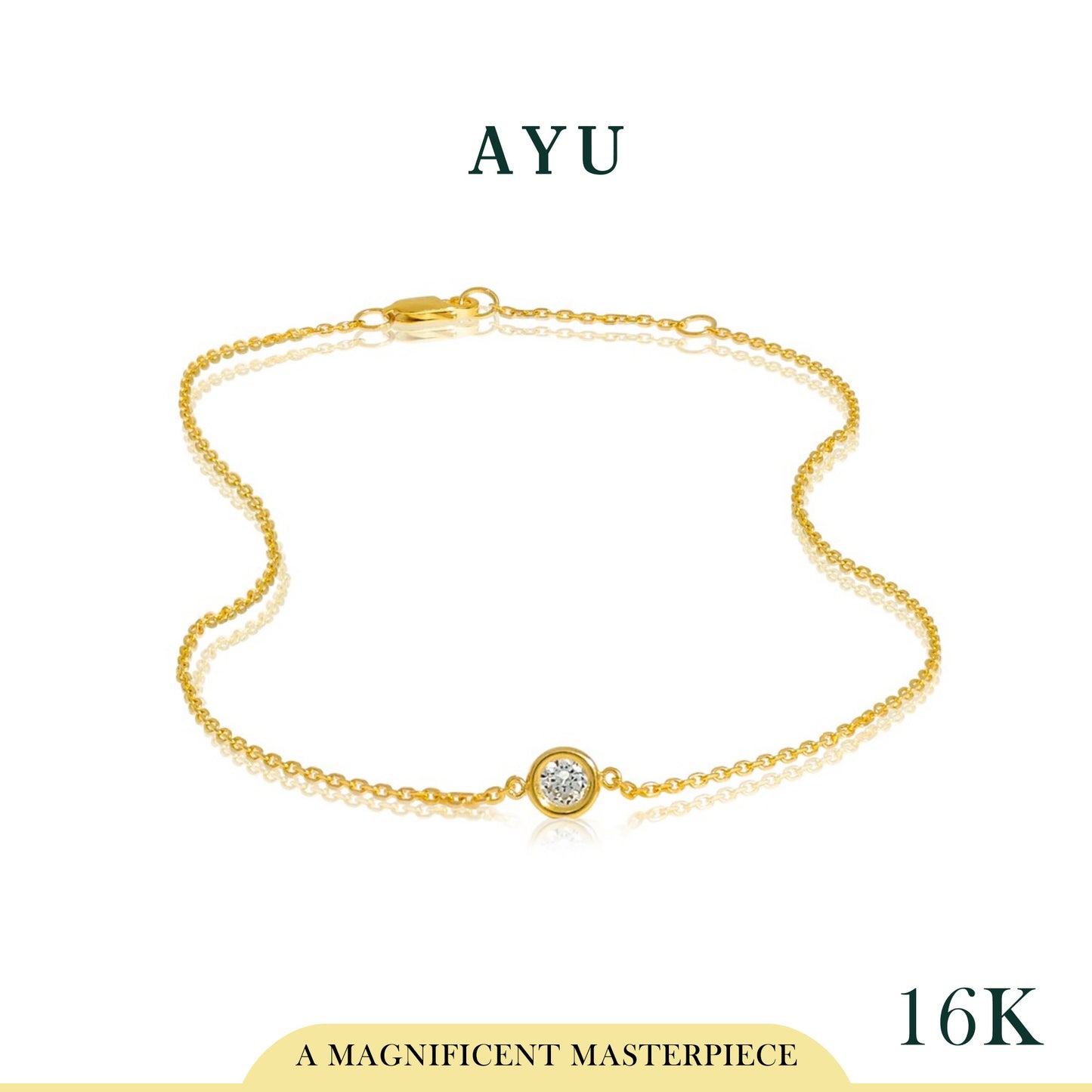 AYU Mini Bezel Chain Necklace 16K Yellow Gold