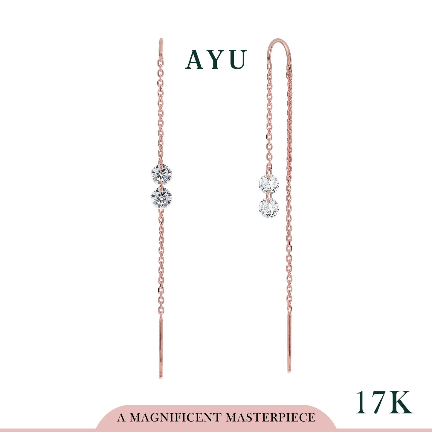 AYU Anting Emas - 2 Candy Pop Dangle Thread Earrings 17K Rose Gold
