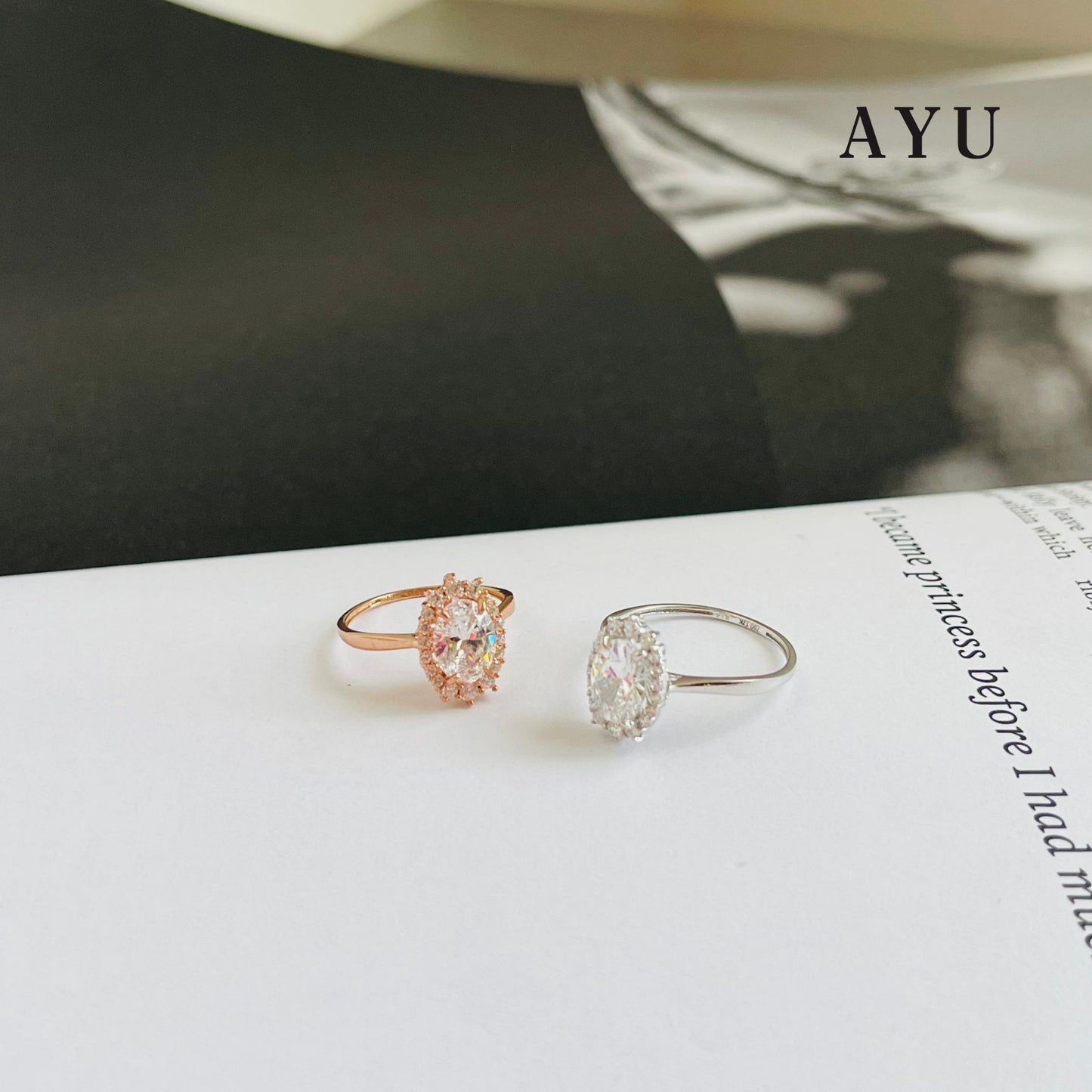 AYU Oval Grecian Solitaire 17K Rose Gold