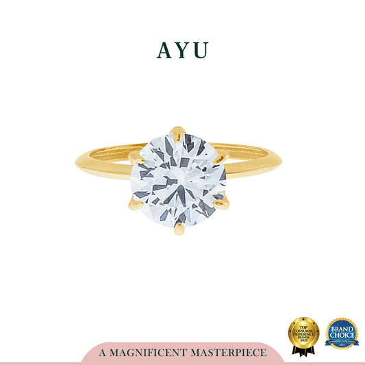 AYU Cincin Emas - Glam Gigi 6 Prong Solitaire 16K Yellow Gold