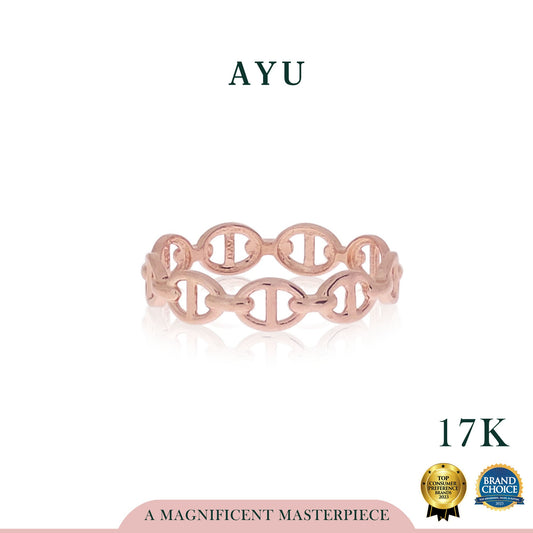 AYU Cincin Emas - Oval Link Stack 17k Rose Gold