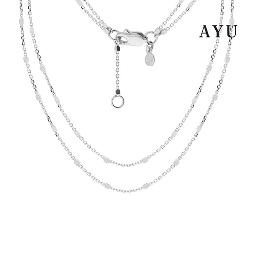 AYU Double Layer Bling Beads Chain Necklace 17k White Gold