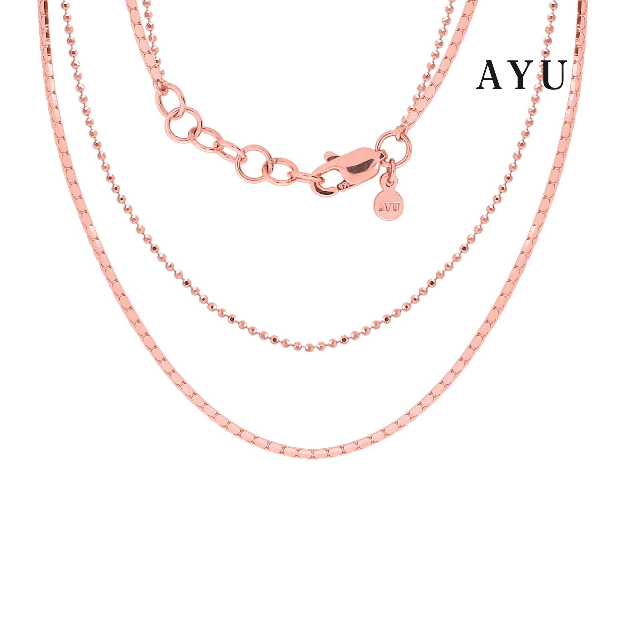 AYU Double Layer Box Chain And Mini Pepper Beads Chain Necklace 17k