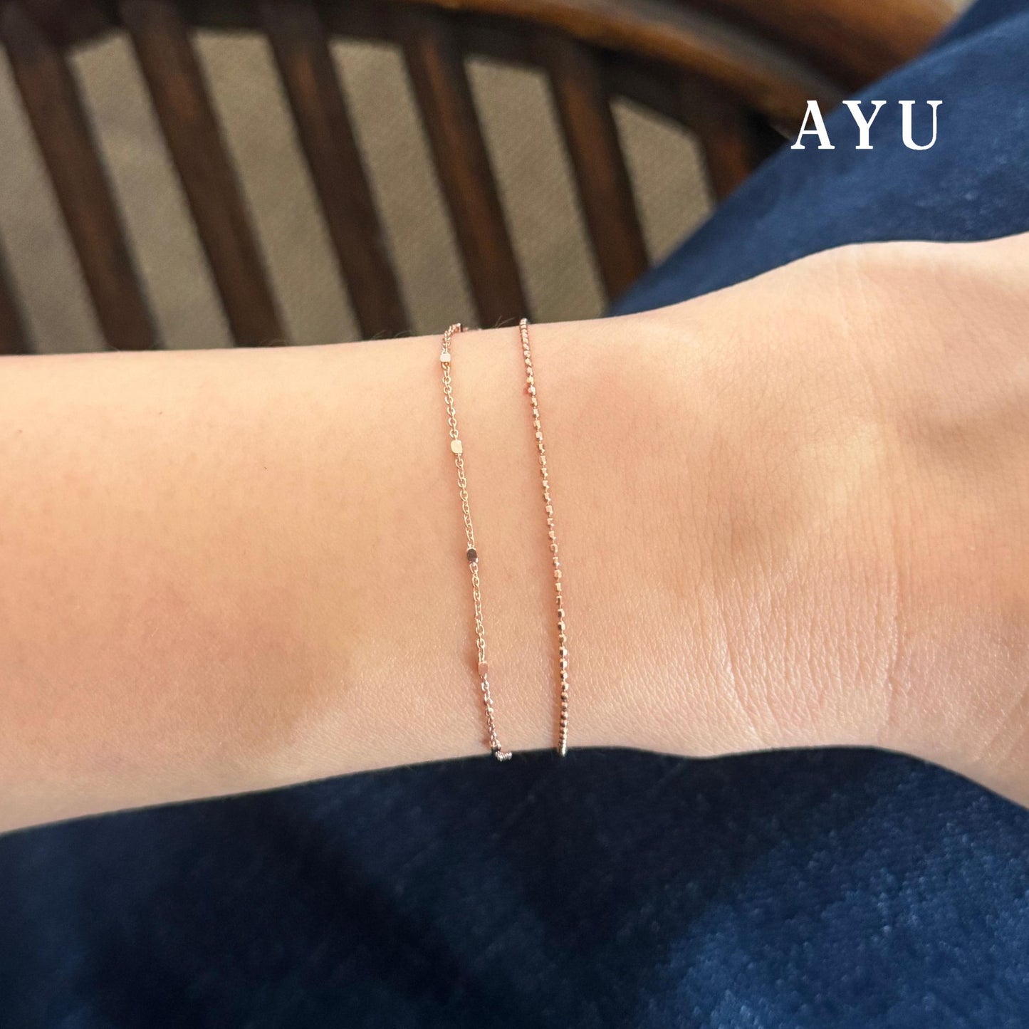 AYU Double Layer Bling And Pepper Beads Chain Bracelet 17k Rose Gold