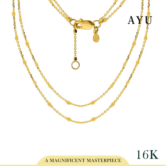 AYU Double Layer Bling Beads Chain Necklace 16k Yellow Gold