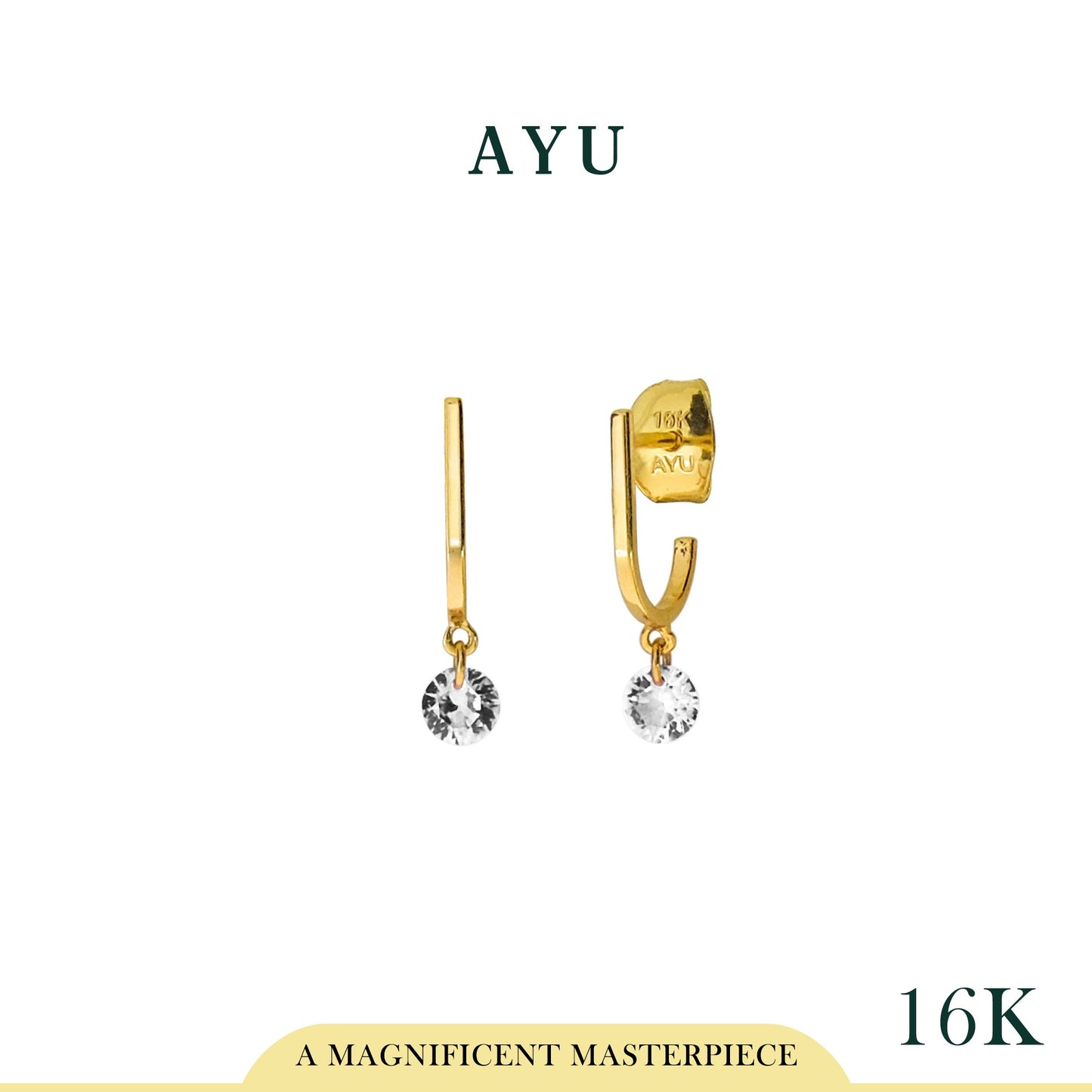 AYU Anting Emas Tindik - Candy Pop On Gold Hoop Stud 16k Yellow Gold