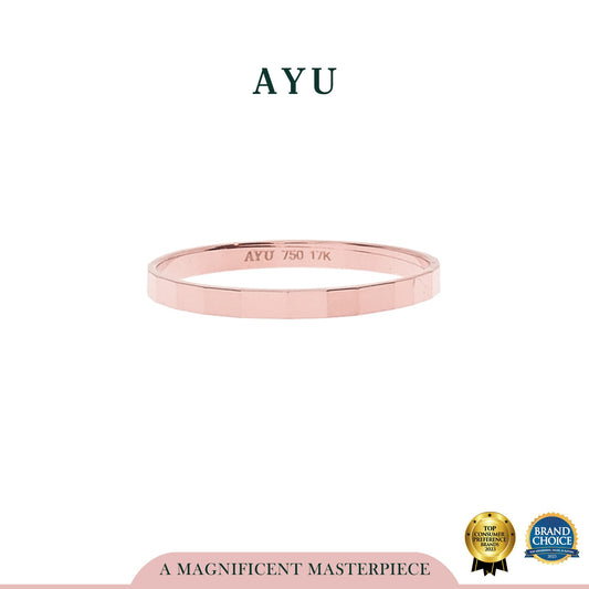 AYU Cincin Emas - Gold Narrow Chocolate Bling Stack 17K Rose Gold