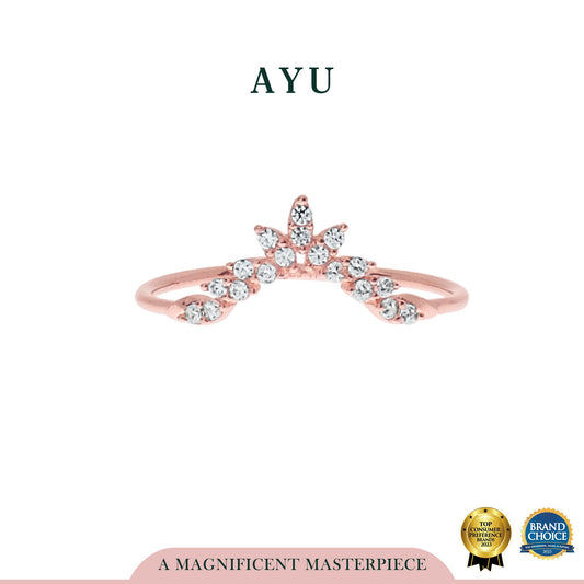 AYU PAVE ANGEL VINE CHEVRON STACK 17K ROSE GOLD