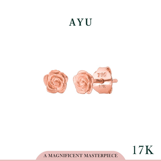 AYU Anting Emas Tindik - Golden Rose Studs 17K Rose Gold