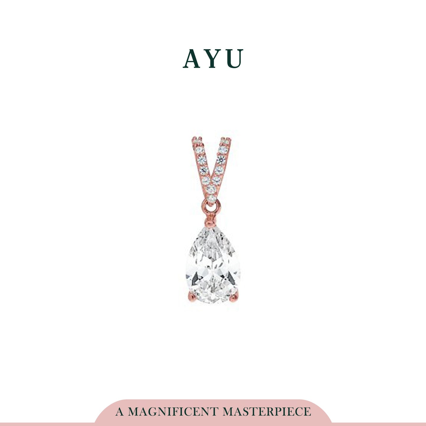 AYU TEARDROP SOLITAIRE PENDANT WITH V SF 17K ROSE GOLD
