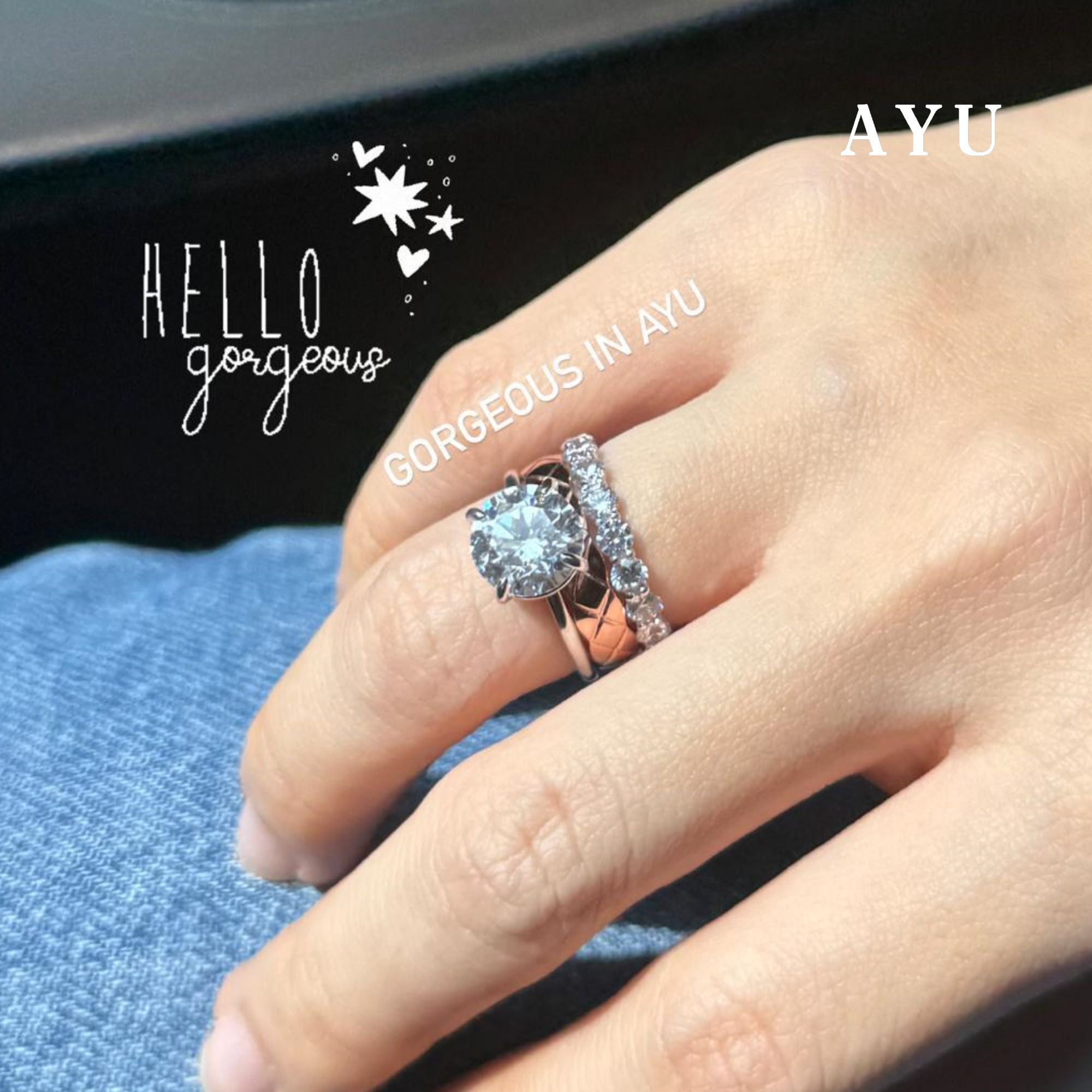 AYU Cincin Emas - The AYU Setting In Glam Round Cut 17k White Gold