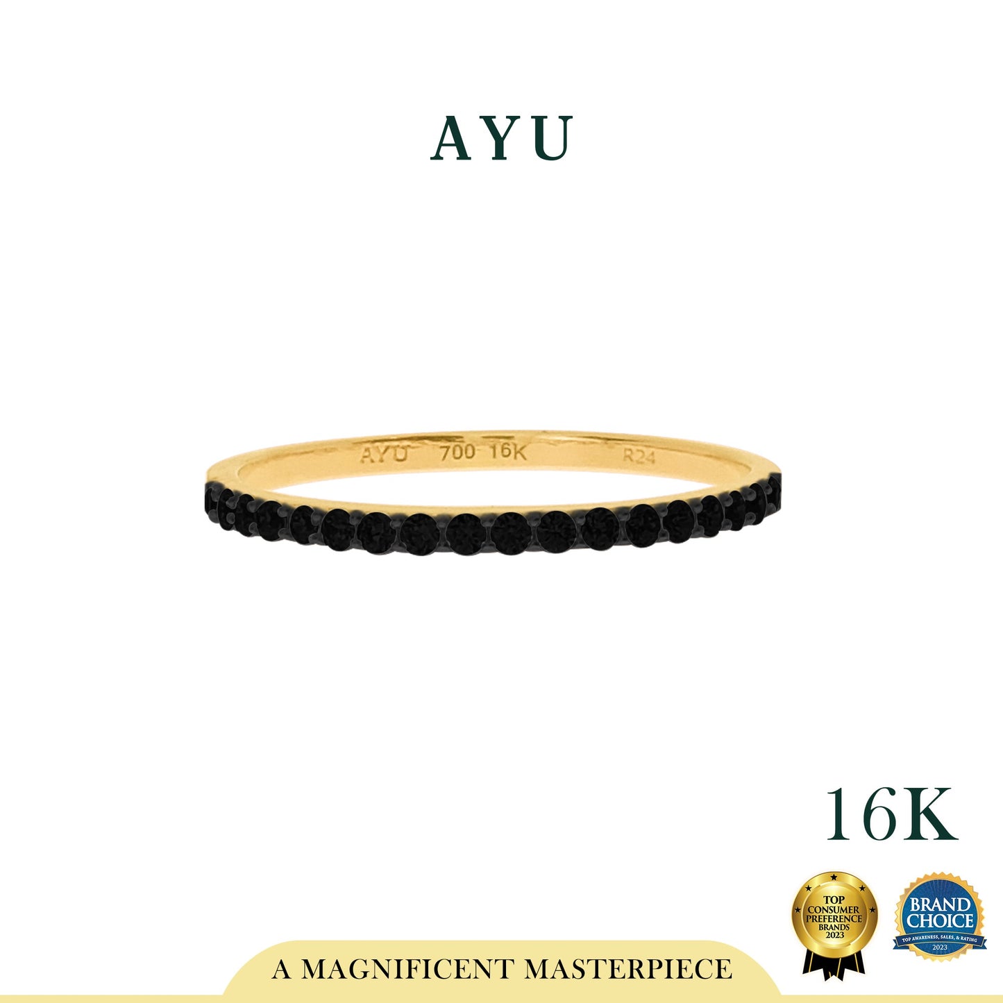 THE ORIGINAL AYU STACK Black Stone 16K Yellow Gold