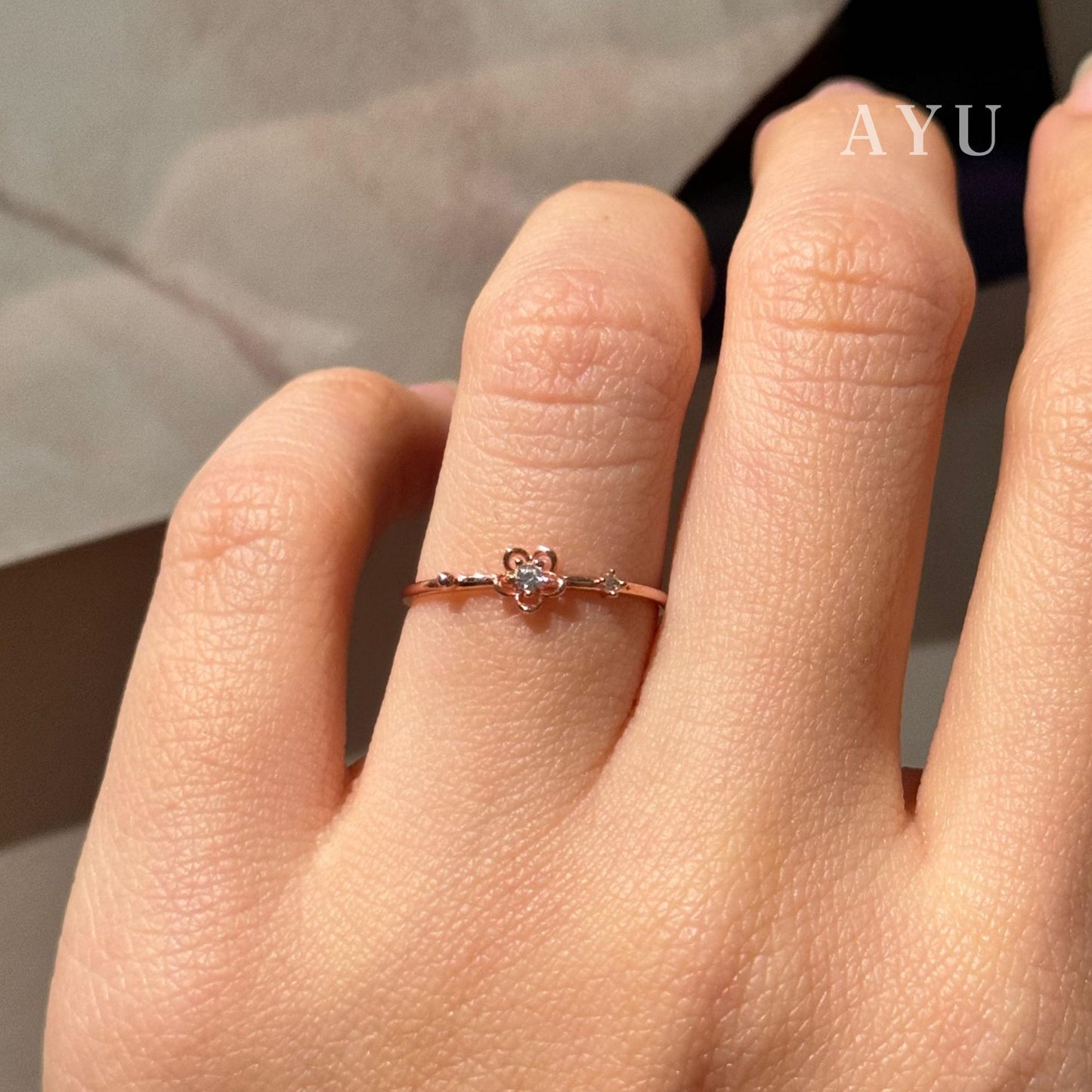 AYU Cincin Emas -  Golden Daisy Ring 17K Rose Gold