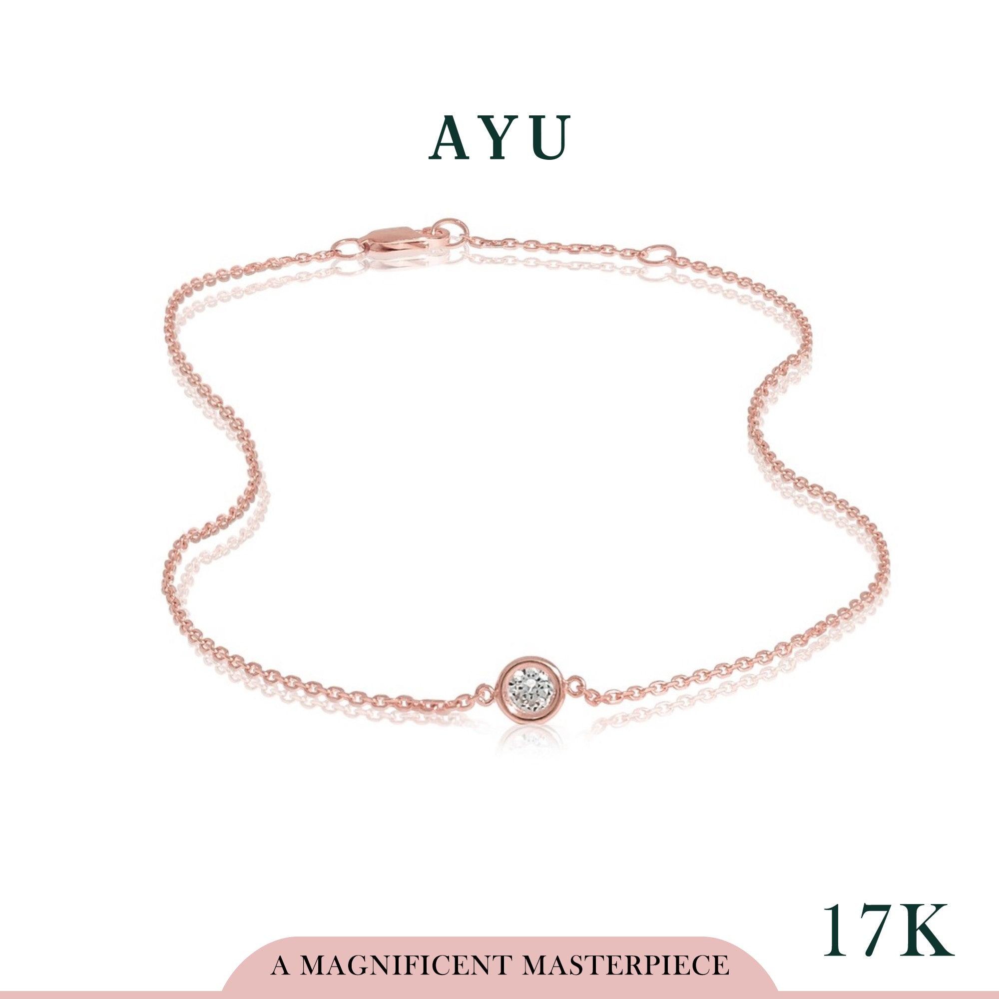 AYU Mini Bezel Chain Necklace 17K Rose Gold