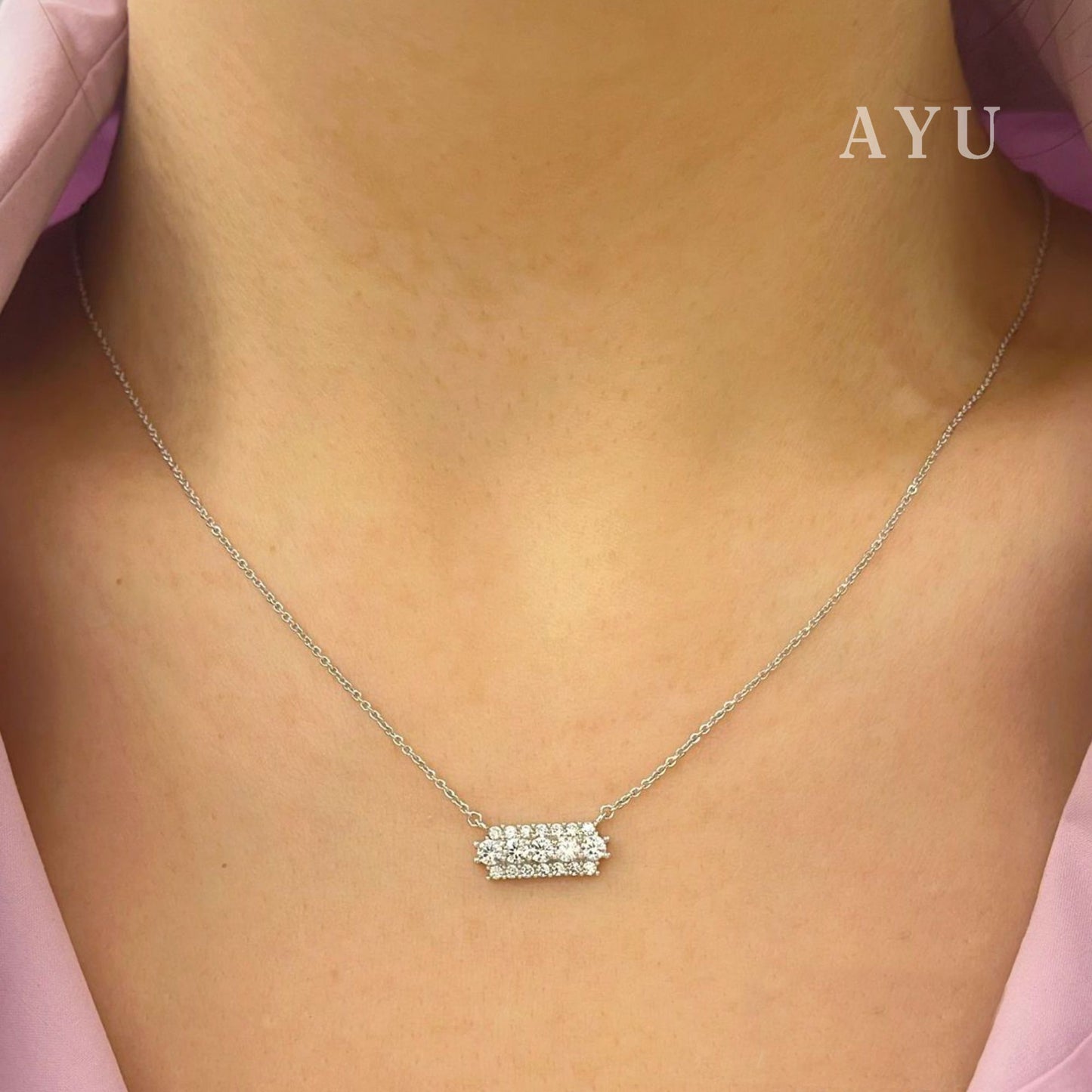 AYU Kalung Emas - Mini Step Up Chain Necklace 17k White Gold