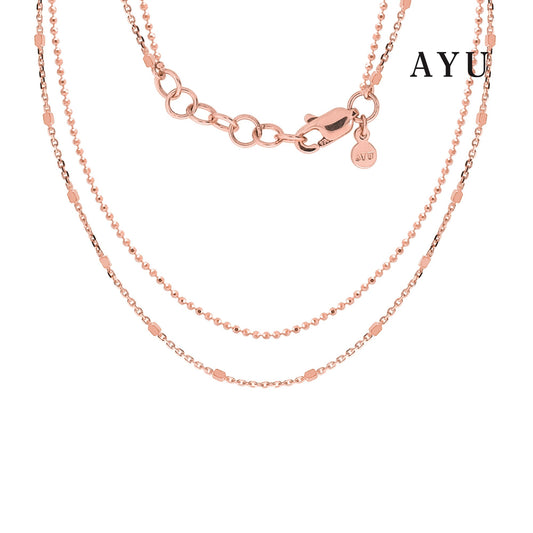 AYU Double Layer Bling And Pepper Beads Chain Necklace 17k Rose Gold