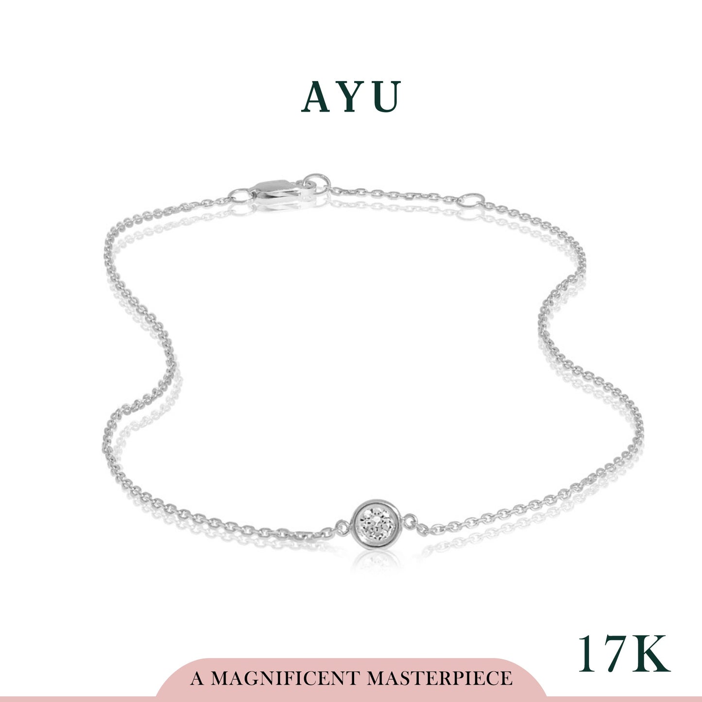 AYU Mini Bezel Chain Necklace 17K WHITE GOLD