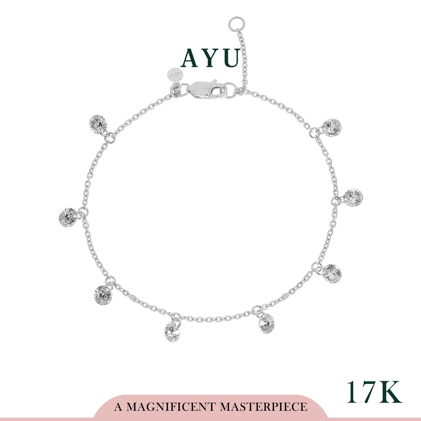 AYU 8 Candy Pop Chain Bracelet 17k White Gold