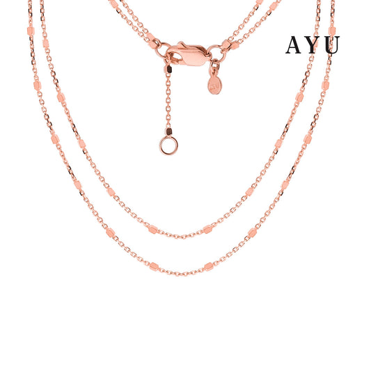 AYU DOUBLE LAYER BLING BEADS CHAIN NECKLACE 17K ROSE GOLD