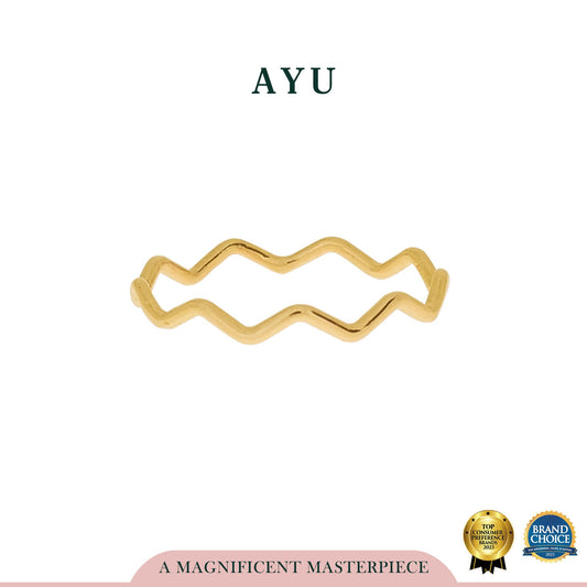 AYU Cincin Emas - Gold Wave Stack 16k Yellow Gold