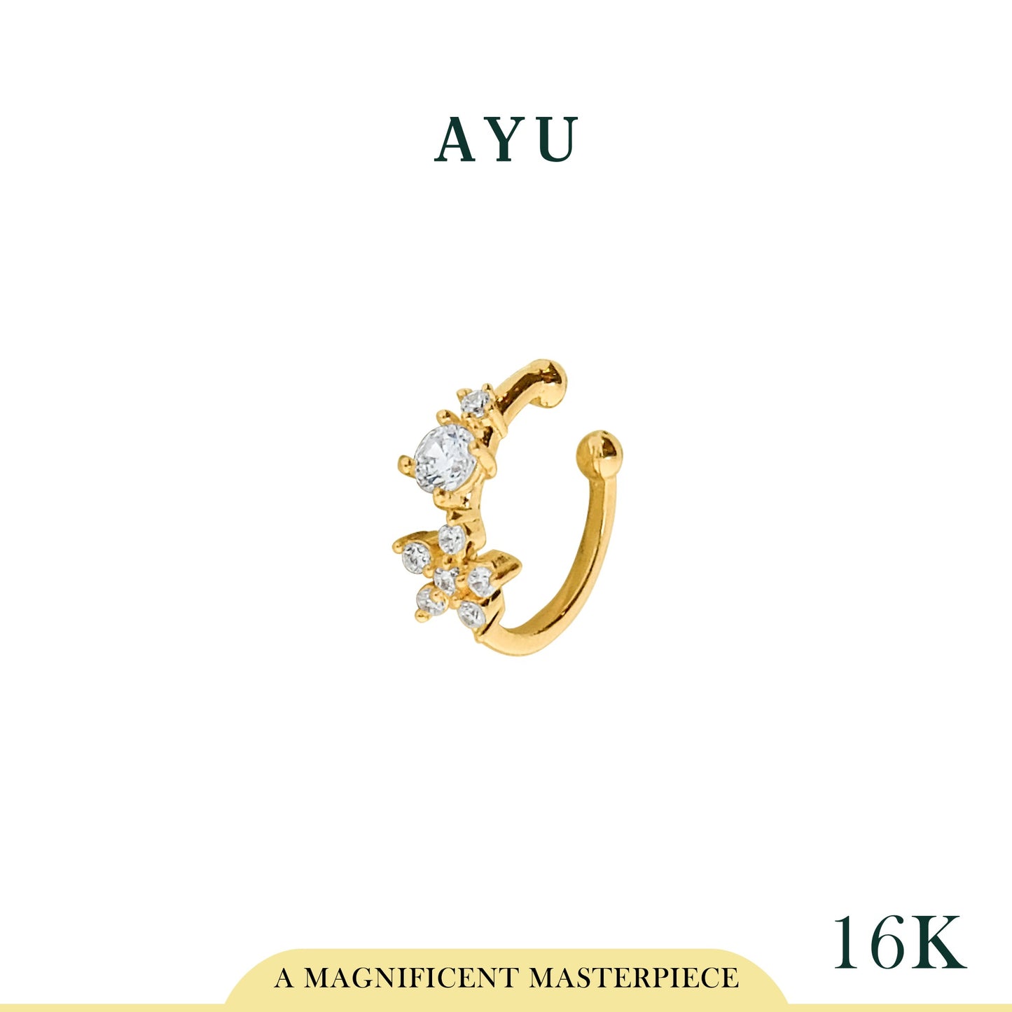 AYU Anting Emas - Garden Party Flower Earcuff 16K Yellow Gold