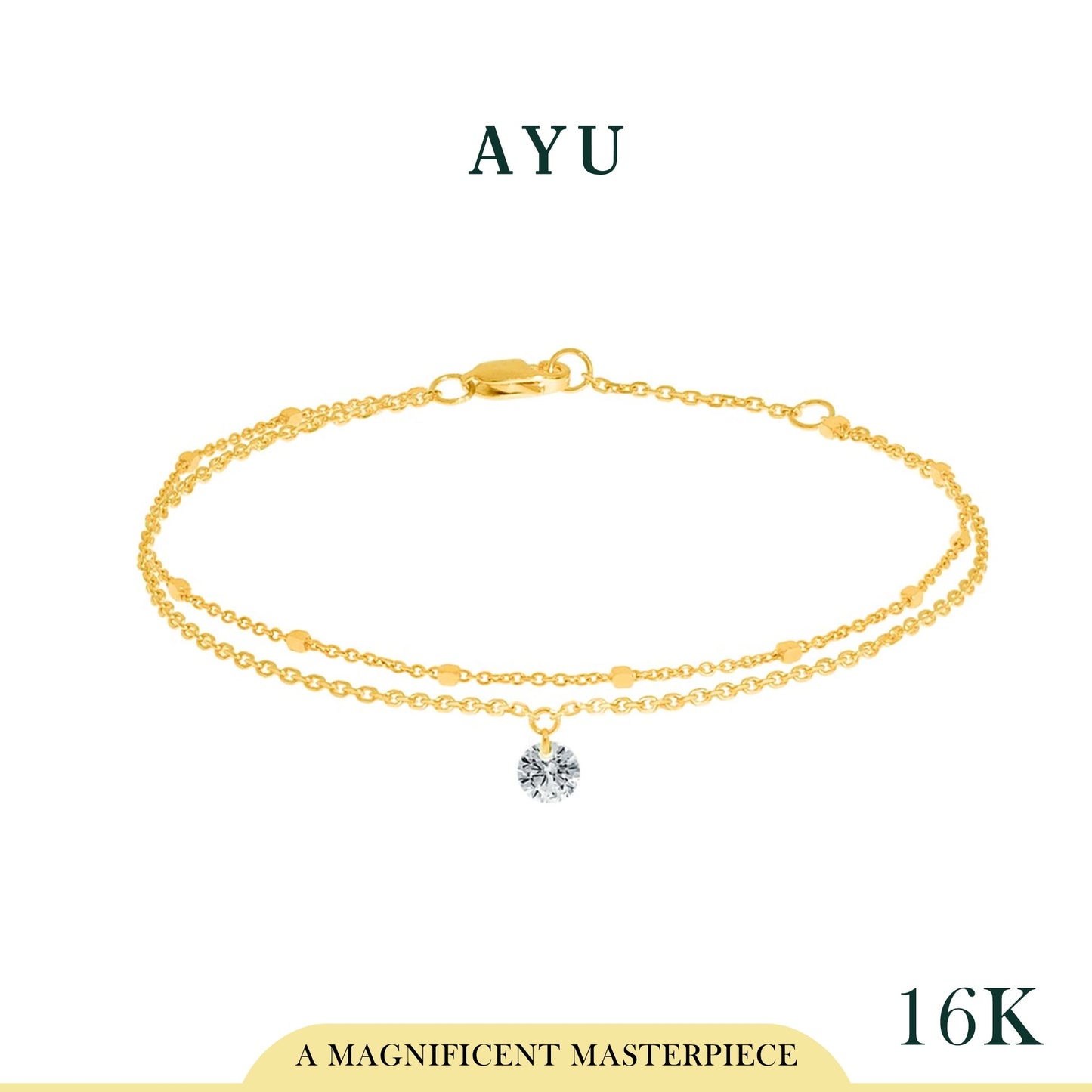 AYU Gelang Emas - Candy pop Double Chain Bracelet 16K Yellow Gold