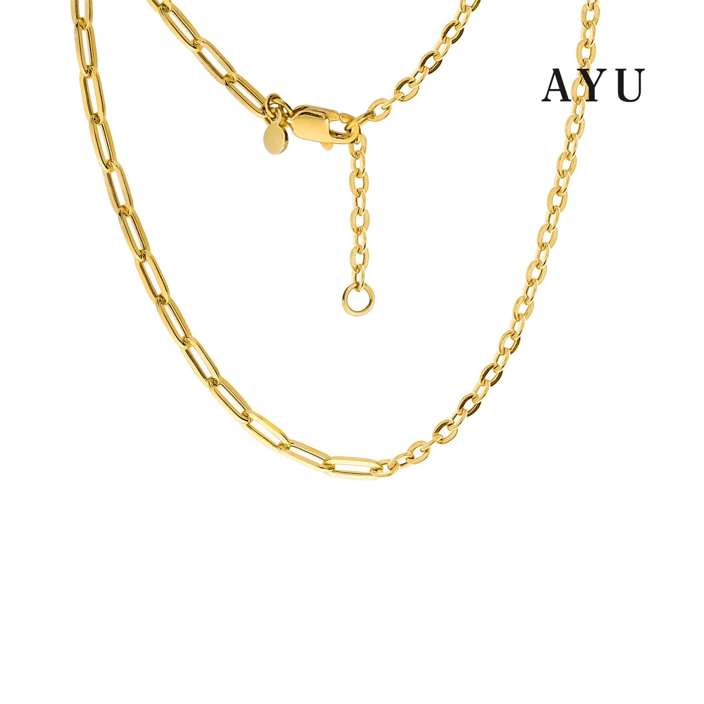 AYU UNDECIDED PAPER CLIP AND MEDIUM TRIXIE CHAIN NECKLACE 16k YELLOW GOLD
