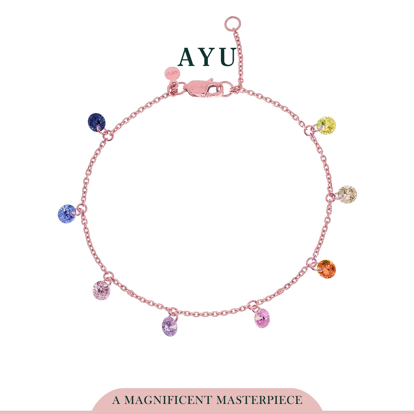 AYU Pastel Rainbow Candy Pop Chain Bracelet 17K Rose Gold