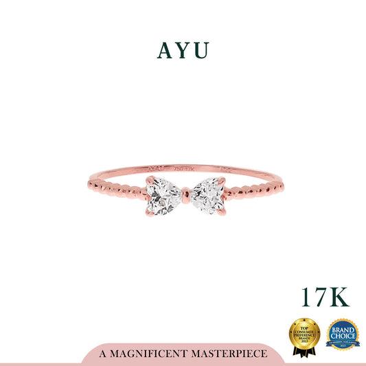AYU Bow Hearts With Beaded Ring 17K Rose Gold