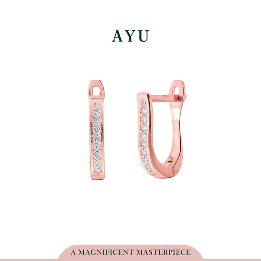 AYU Anting Emas -  Pave Earrings With Frame 17K Rose Gold
