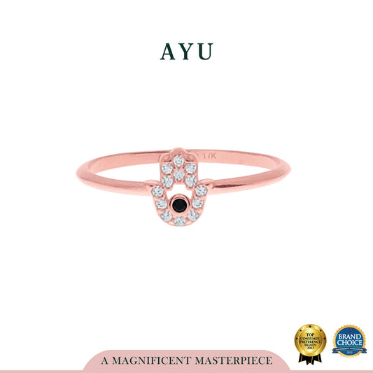 AYU Cincin Emas-Mini Hamsa Ring 17k Rose Gold